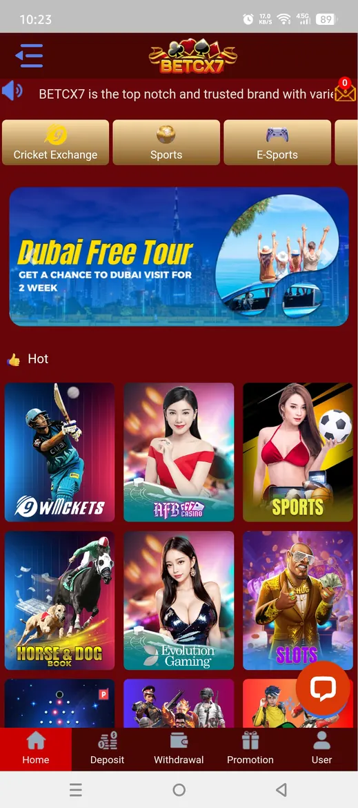 BetCX7 app screenshot 1